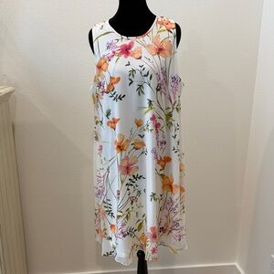 Calvin Klein Floral Dress - White and Multicolor flowers size 14